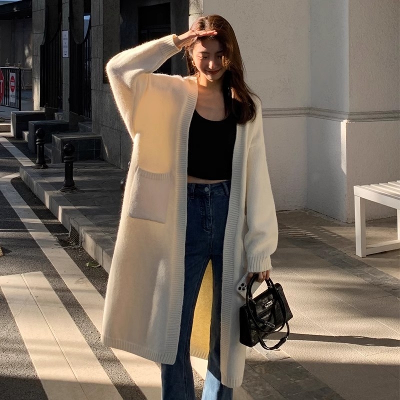 Ženski kašmirski kardigan, 95% kašmir, nad koljeno, široki kroj, street hipster stil, jesen 2024