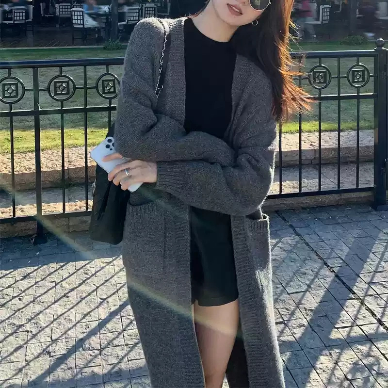Ženski kašmirski kardigan, 95% kašmir, nad koljeno, široki kroj, street hipster stil, jesen 2024