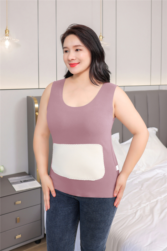 Ženska termička vest s flisom, dvostruki sloj, okrugli vrat, pulover stil, poliester materijal, podrška struka, zaštita leđa