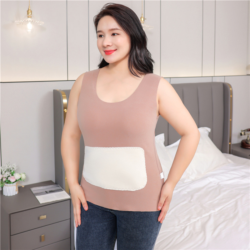 Ženska termička vest s flisom, dvostruki sloj, okrugli vrat, pulover stil, poliester materijal, podrška struka, zaštita leđa