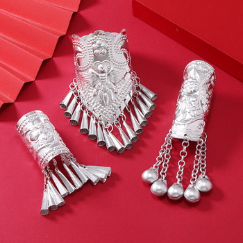 Щипка за коса с пискюли в етно стил, сплавна основа, капковидна форма, електроплатирана, за сватби