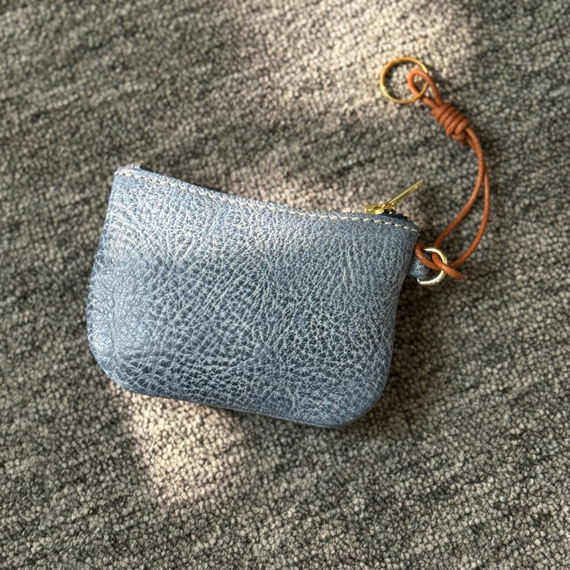 Novčanik za kovanice od prave kože, Top-Grain koža, jednobojni uzorak, 1 presavijanje, unisex, međunarodni stil