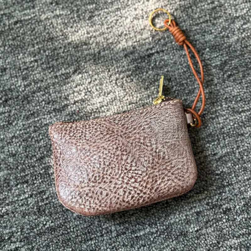 Novčanik za kovanice od prave kože, Top-Grain koža, jednobojni uzorak, 1 presavijanje, unisex, međunarodni stil