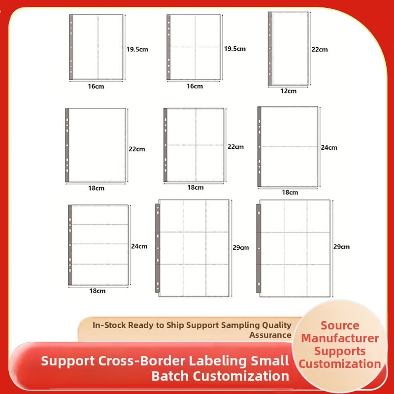 Прозрачни вътрешни страници за албум за карти – PP материал, заместващи листове, персонализируеми, различни типове дупки, 10 листа