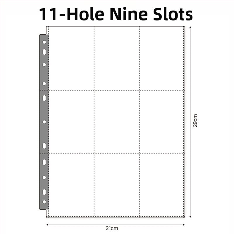 Прозрачни вътрешни страници за албум за карти – PP материал, заместващи листове, персонализируеми, различни типове дупки, 10 листа