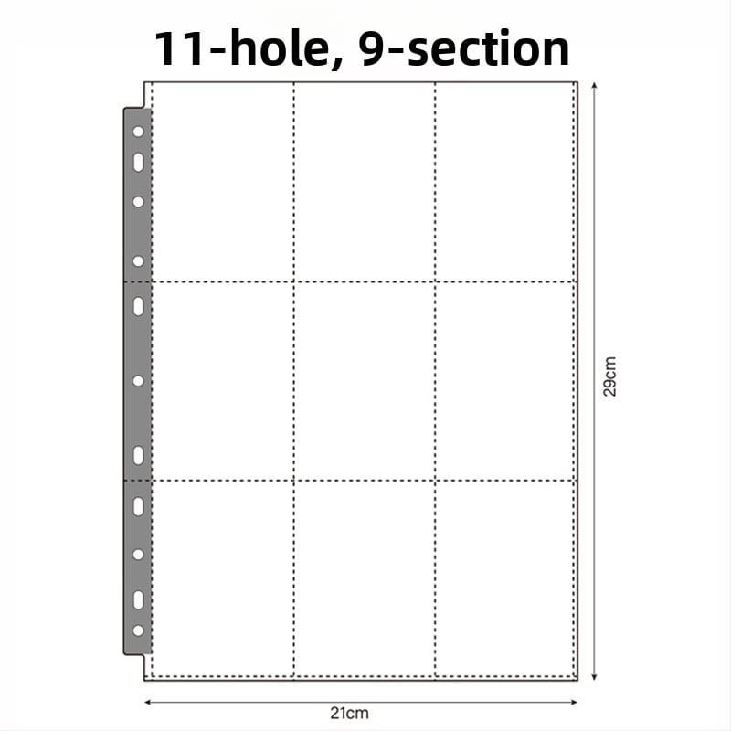 Прозрачни вътрешни страници за албум за карти – PP материал, заместващи листове, персонализируеми, различни типове дупки, 10 листа