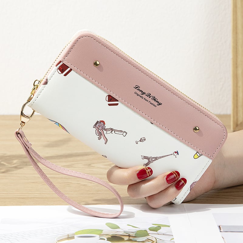 Duga ženska novčanik s zatvaračem, PU koža, krojenje u korejskom stilu, podstava od poliestera, za dnevnu uporabu