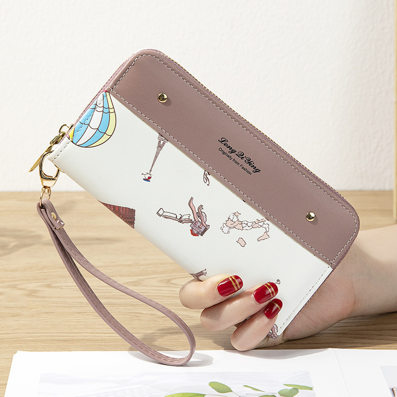 Duga ženska novčanik s zatvaračem, PU koža, krojenje u korejskom stilu, podstava od poliestera, za dnevnu uporabu