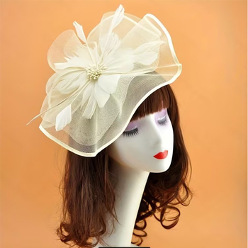 Dodatak za glavu — Vintage pero cvijet, dvostruki sloj, ženski stil (Pero; Vintage; oblik cvijeta; dvostruki sloj; pogodno za vjenčanje i festival)