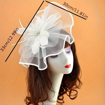 Dodatak za glavu — Vintage pero cvijet, dvostruki sloj, ženski stil (Pero; Vintage; oblik cvijeta; dvostruki sloj; pogodno za vjenčanje i festival)