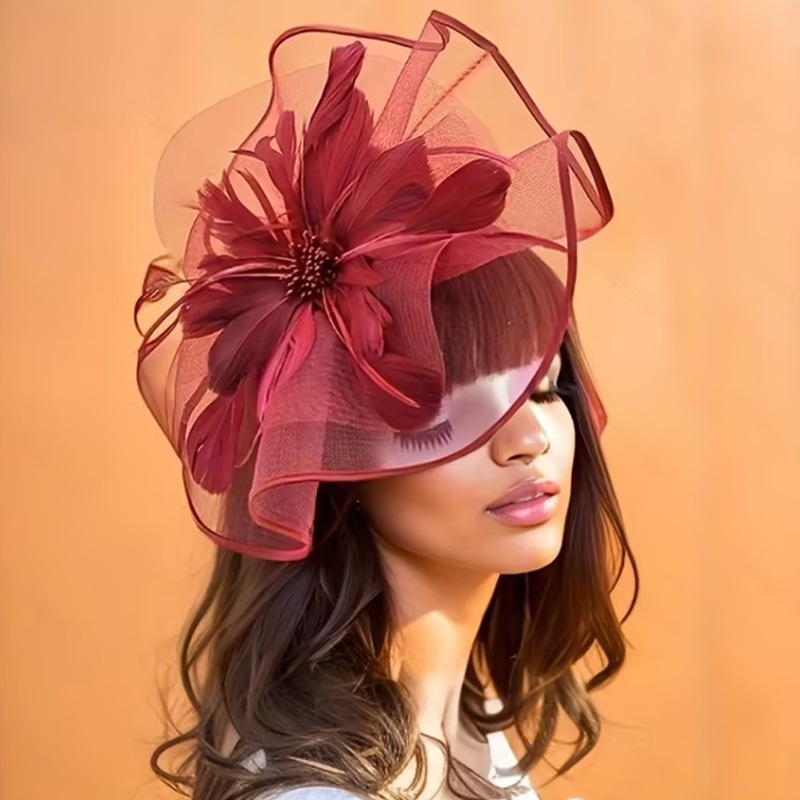 Dodatak za glavu — Vintage pero cvijet, dvostruki sloj, ženski stil (Pero; Vintage; oblik cvijeta; dvostruki sloj; pogodno za vjenčanje i festival)