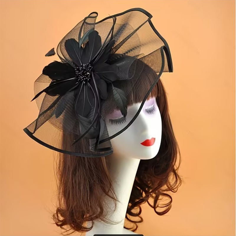 Dodatak za glavu — Vintage pero cvijet, dvostruki sloj, ženski stil (Pero; Vintage; oblik cvijeta; dvostruki sloj; pogodno za vjenčanje i festival)