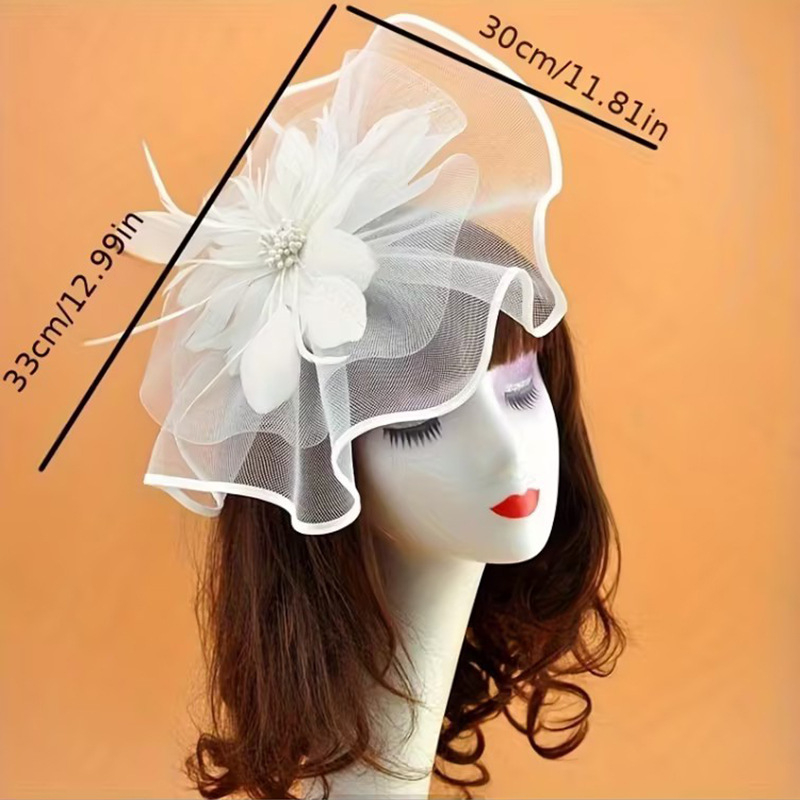 Dodatak za glavu — Vintage pero cvijet, dvostruki sloj, ženski stil (Pero; Vintage; oblik cvijeta; dvostruki sloj; pogodno za vjenčanje i festival)