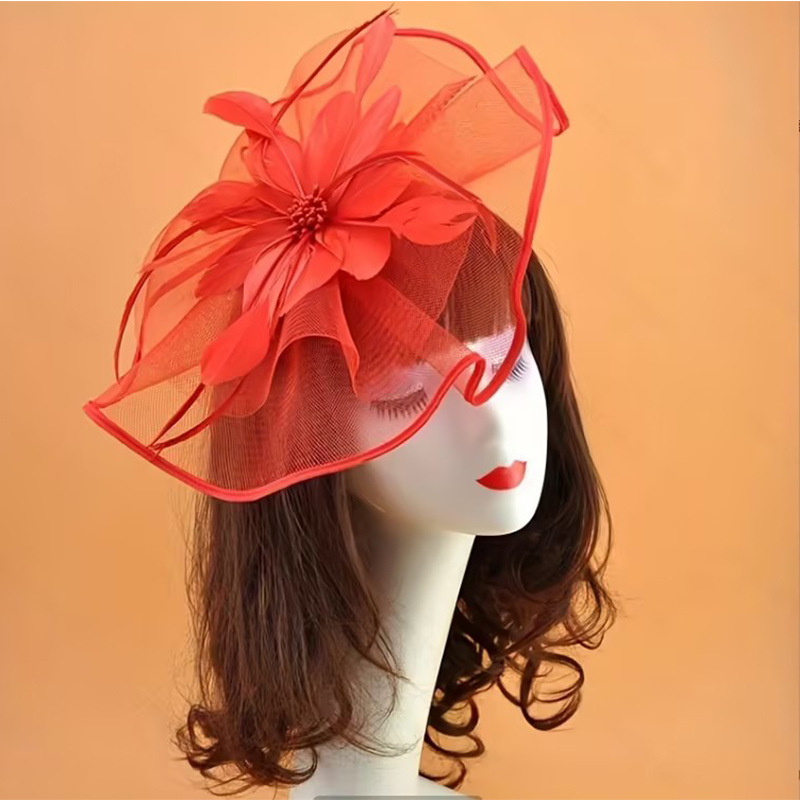 Dodatak za glavu — Vintage pero cvijet, dvostruki sloj, ženski stil (Pero; Vintage; oblik cvijeta; dvostruki sloj; pogodno za vjenčanje i festival)