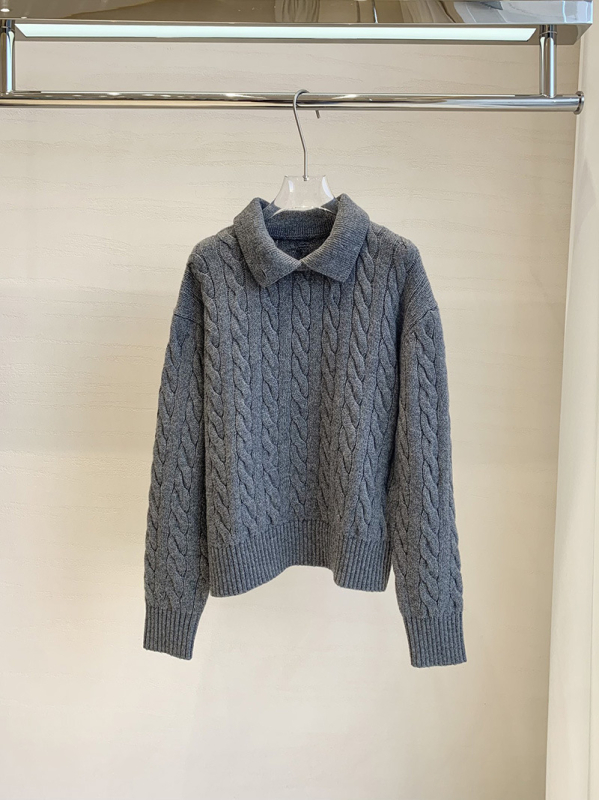 Vuneni pleteni džemper s twist uzorkom, ovratnik tip lapel, elegantan gradski stil, smjesa pamuka i poliestera