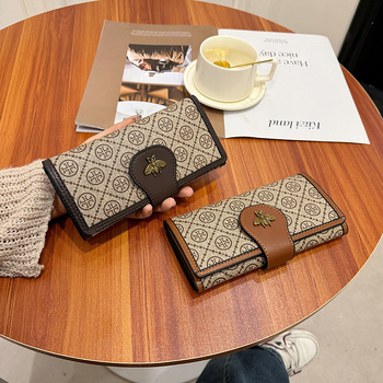 Ženski novčanik s otiskom pčele, PU materijal, 1 presavijanje, ulični stil (PU materijal, 1 presavijanje, otisak pčele, životinjski uzorak, proširenje)