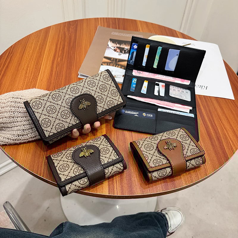 Ženski novčanik s otiskom pčele, PU materijal, 1 presavijanje, ulični stil (PU materijal, 1 presavijanje, otisak pčele, životinjski uzorak, proširenje)