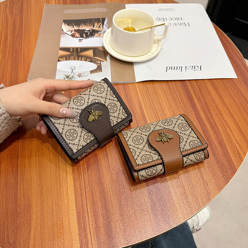 Ženski novčanik s otiskom pčele, PU materijal, 1 presavijanje, ulični stil (PU materijal, 1 presavijanje, otisak pčele, životinjski uzorak, proširenje)