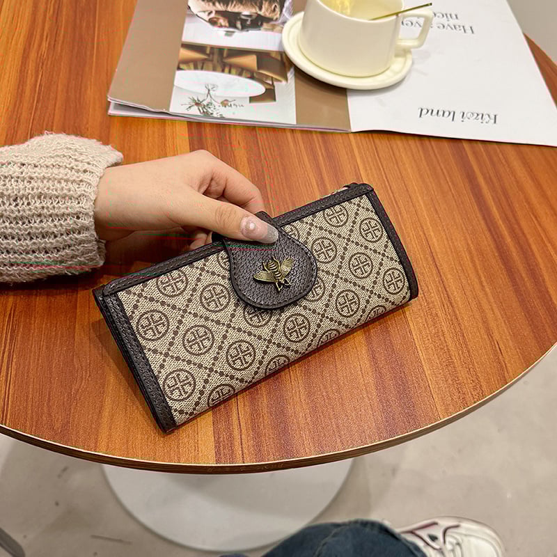 Ženski novčanik s otiskom pčele, PU materijal, 1 presavijanje, ulični stil (PU materijal, 1 presavijanje, otisak pčele, životinjski uzorak, proširenje)