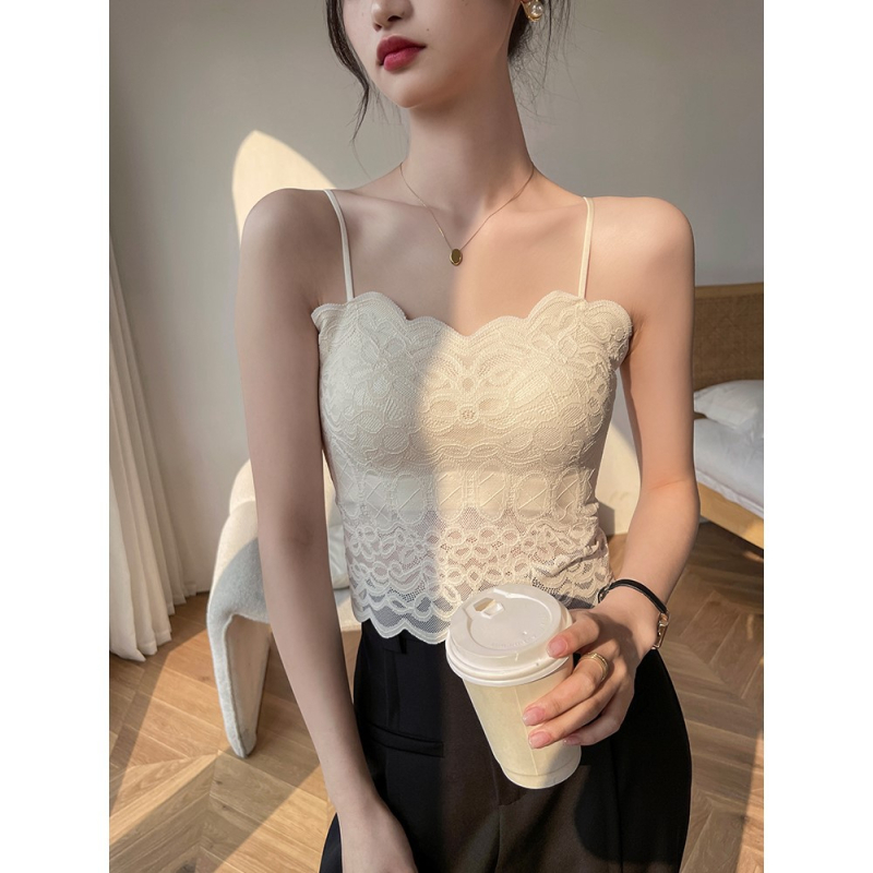 Čipkasta camisola bez naramenica s tankim oblikovanim košaricama, prozračan stražnji dio, najlon čipka