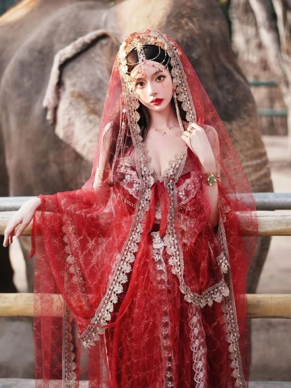 Plašt za folklorni ples, Chenille–Spandex tkanina, unisex, inspiriran Dunhuangom s Han elementima, za putnu fotografiju, proljeće 2024