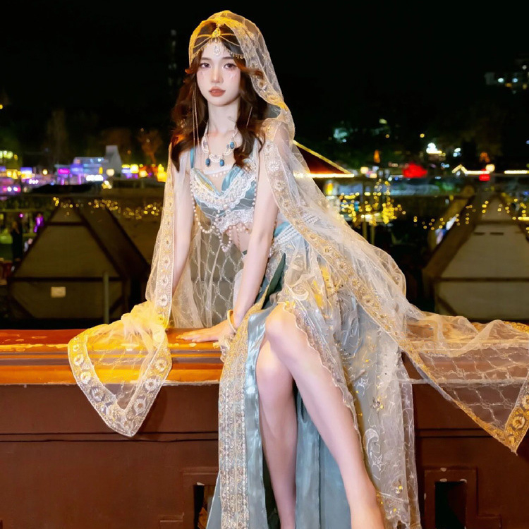 Plašt za folklorni ples, Chenille–Spandex tkanina, unisex, inspiriran Dunhuangom s Han elementima, za putnu fotografiju, proljeće 2024