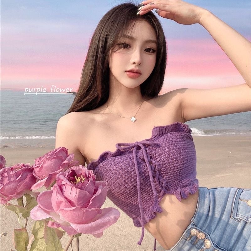 Tube топ за жени - без презрамки, геометричен принт, вискоза (50-70%), тясна кройка, много къс модел (≤40 см) - лято 2025