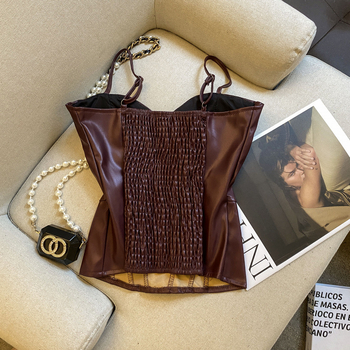 Топ без презрамки в урбан стил с мотив череп, тясна кройка, висока еластичност