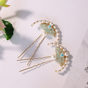 Стъклена шипка за коса с мотив цветя, античен стил, произход Джинан, лято 2024 г.