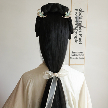 Стъклена шипка за коса с мотив цветя, античен стил, произход Джинан, лято 2024 г.