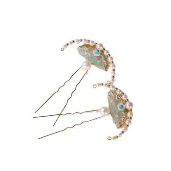 Стъклена шипка за коса с мотив цветя, античен стил, произход Джинан, лято 2024 г.