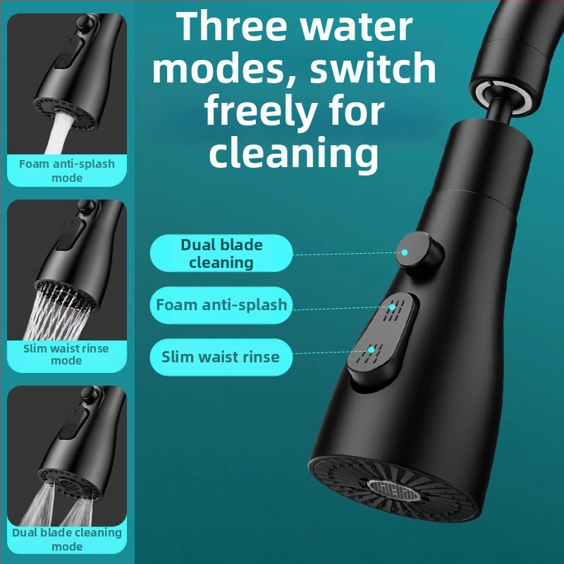 Rozširujúci adaptér kuchynskej batérie s univerzálnym otočným výtokom a predĺženým aerátorom proti špliechaniu; závitové pripojenie; model 0410; ABS; elektroplating; Morro