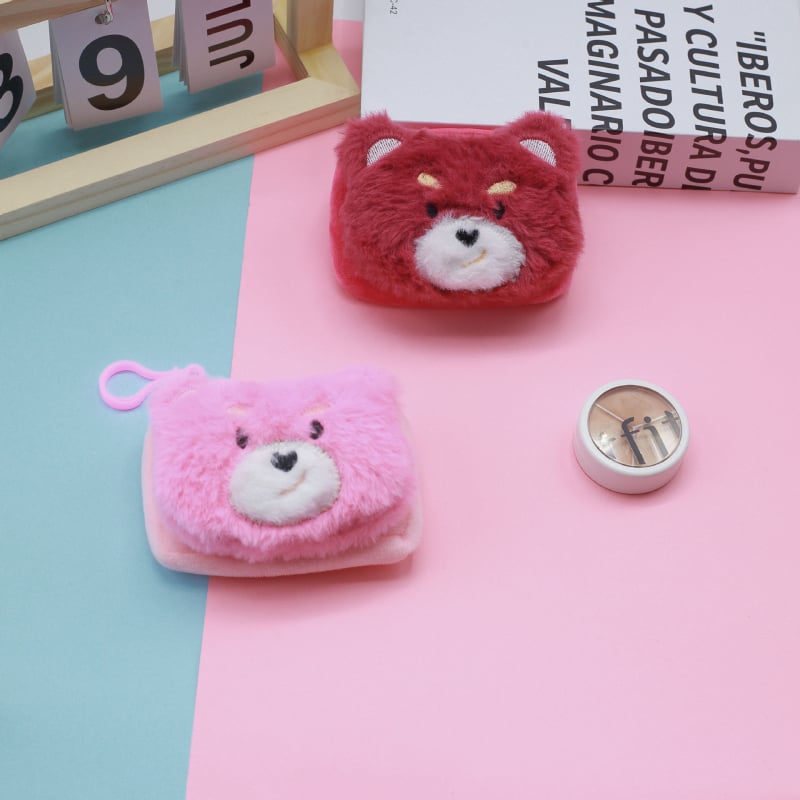 Pluš novčanik s motivom životinja, 1 preklop, poliester podstava, unisex