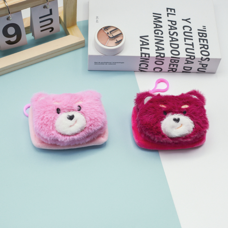 Pluš novčanik s motivom životinja, 1 preklop, poliester podstava, unisex