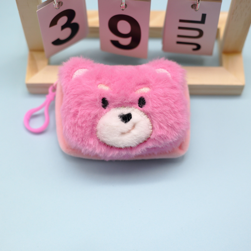 Pluš novčanik s motivom životinja, 1 preklop, poliester podstava, unisex