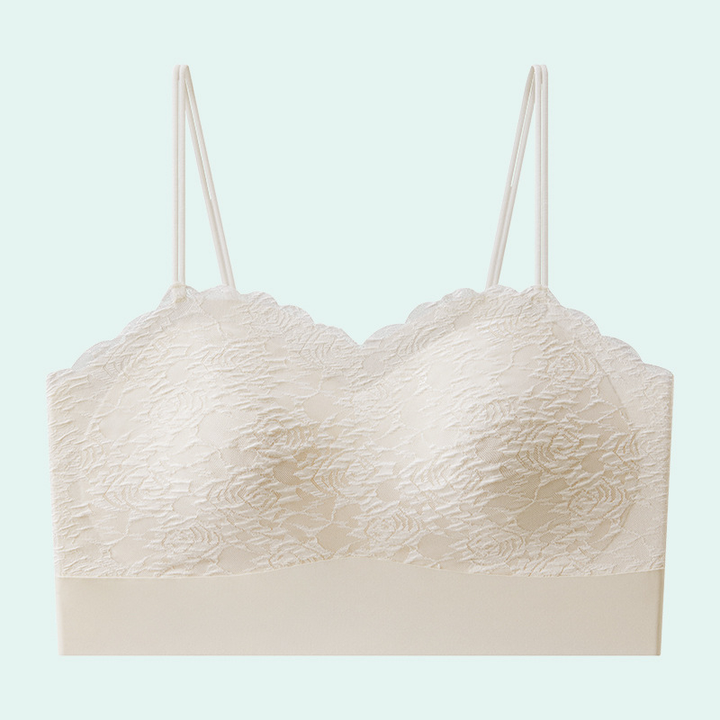 Čipkasti tube top za prsa, Najlon 80-90%, Puna šalica, Tanko oblikovane čašice, Lijep stražnji dio