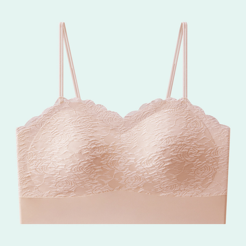 Čipkasti tube top za prsa, Najlon 80-90%, Puna šalica, Tanko oblikovane čašice, Lijep stražnji dio