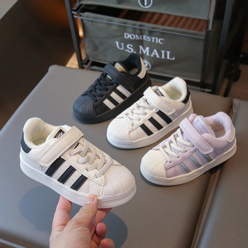 Dječje sportske cipele s shell toe, fleece podstava, gumena đon, Velcro zatvarač, unisex – jesen-zima