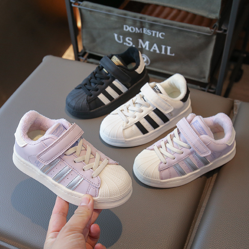Dječje sportske cipele s shell toe, fleece podstava, gumena đon, Velcro zatvarač, unisex – jesen-zima