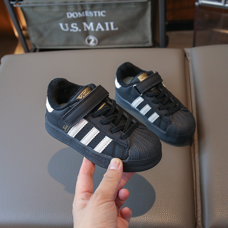 Dječje sportske cipele s shell toe, fleece podstava, gumena đon, Velcro zatvarač, unisex – jesen-zima
