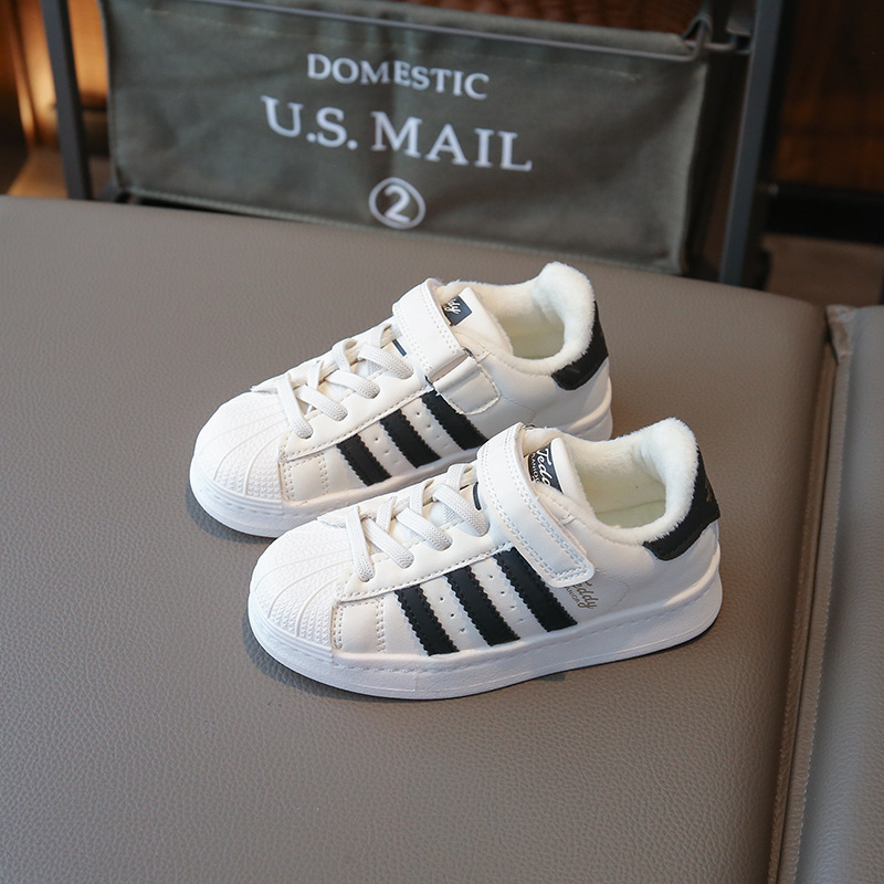 Dječje sportske cipele s shell toe, fleece podstava, gumena đon, Velcro zatvarač, unisex – jesen-zima