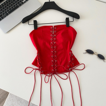 Топ без презрамки с тесен силует, полиестер, лека еластичност