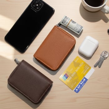 Torbica za kartice sa zatvaračem, od umjetne kože, unisex, velika kapaciteta, više pretinaca za kartice, urban minimalistički stil