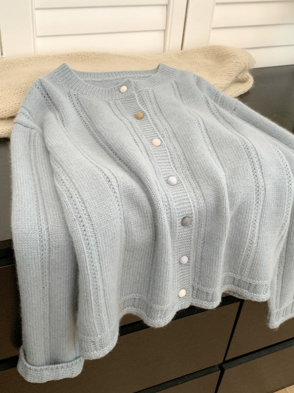 Cardigan, gradski stil, mrežasti materijal, duge rukave, bez ovratnika, jesen 2023