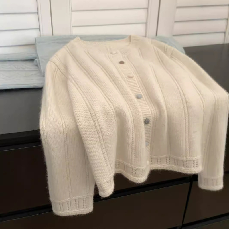 Cardigan, gradski stil, mrežasti materijal, duge rukave, bez ovratnika, jesen 2023
