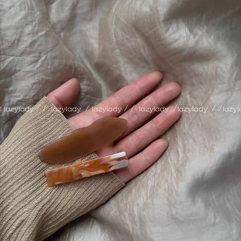 Акрилен клип за коса с форма на клюн - Maca Baka, ръчна изработка, дамски аксесоар за глава, мармурен кант