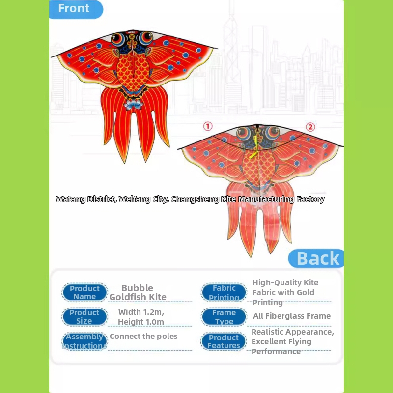 Trojuholníkový šarkan s dizajnom Bubble Goldfish, štyri krídla, ručná výroba, polyester, skelet z vlákien skla