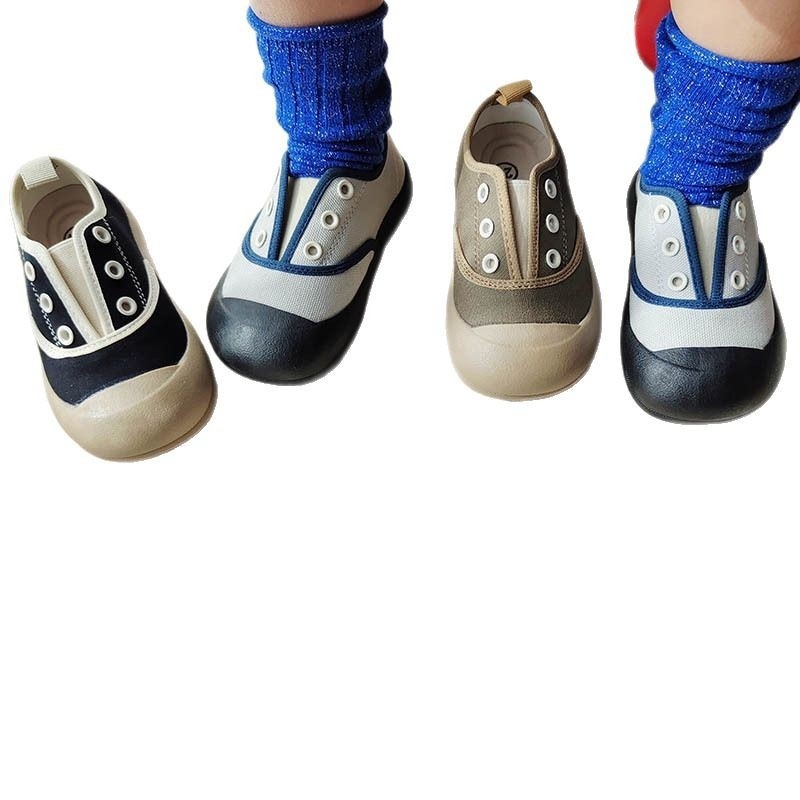 2025 proljeće unisex dječje tenisice bez vezica, kontrastne boje, niski kroj, platnene
