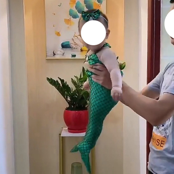 Φορμάκι με ουρά γοργόνας για φωτογράφηση νεογέννητων - χωρίς μανίκια, χωρίς κουκούλα, λεπτή ύφανση, 50% πολυεστέρας σε βαμβακομίγμα