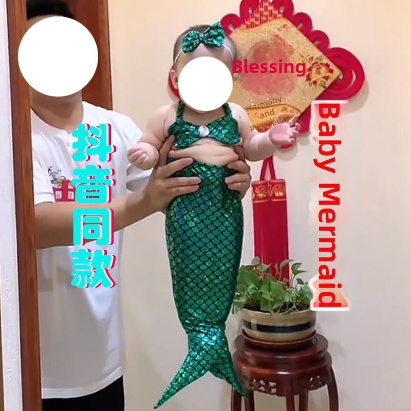 Φορμάκι με ουρά γοργόνας για φωτογράφηση νεογέννητων - χωρίς μανίκια, χωρίς κουκούλα, λεπτή ύφανση, 50% πολυεστέρας σε βαμβακομίγμα